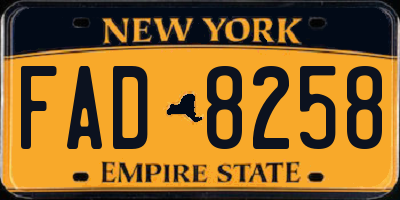 NY license plate FAD8258