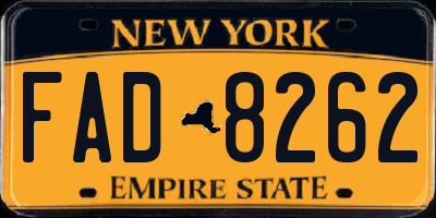 NY license plate FAD8262
