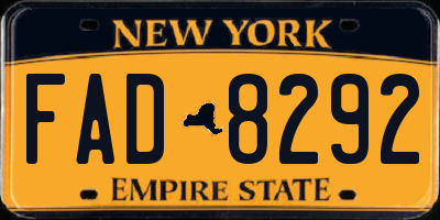 NY license plate FAD8292