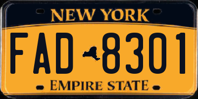 NY license plate FAD8301