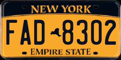 NY license plate FAD8302