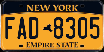 NY license plate FAD8305