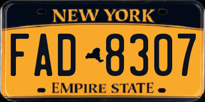 NY license plate FAD8307