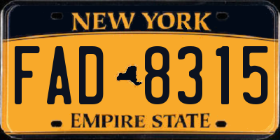 NY license plate FAD8315