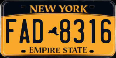NY license plate FAD8316