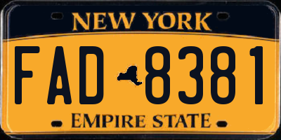 NY license plate FAD8381