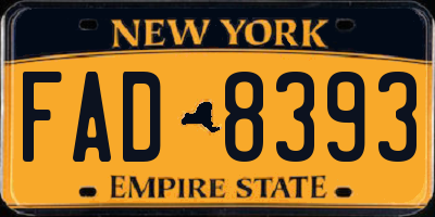 NY license plate FAD8393