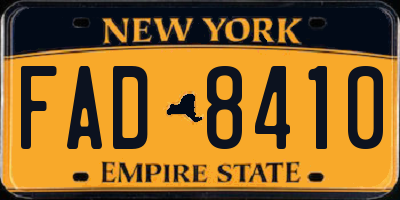 NY license plate FAD8410