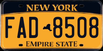 NY license plate FAD8508