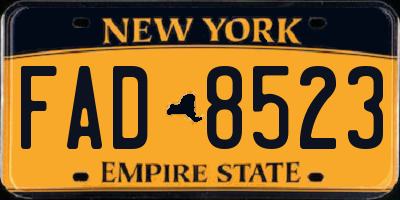 NY license plate FAD8523
