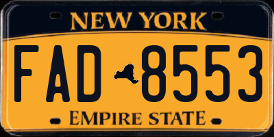 NY license plate FAD8553