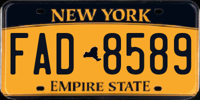 NY license plate FAD8589