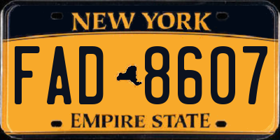 NY license plate FAD8607