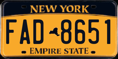 NY license plate FAD8651