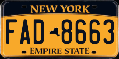 NY license plate FAD8663