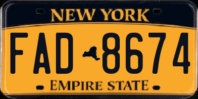 NY license plate FAD8674
