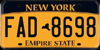 NY license plate FAD8698