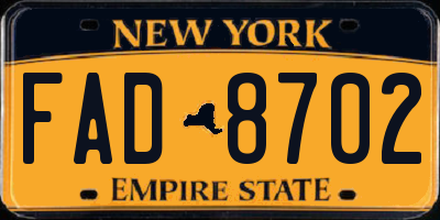 NY license plate FAD8702
