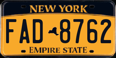 NY license plate FAD8762