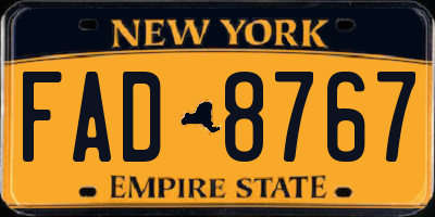 NY license plate FAD8767