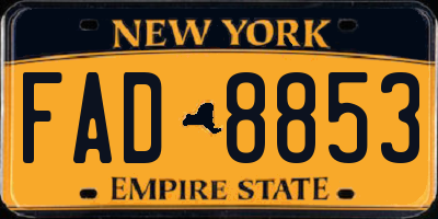 NY license plate FAD8853