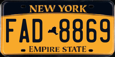 NY license plate FAD8869