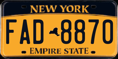 NY license plate FAD8870