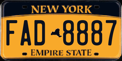 NY license plate FAD8887