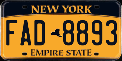 NY license plate FAD8893