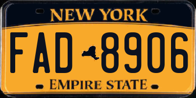 NY license plate FAD8906