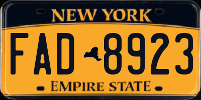 NY license plate FAD8923