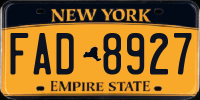 NY license plate FAD8927