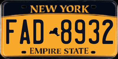 NY license plate FAD8932