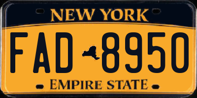 NY license plate FAD8950