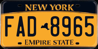 NY license plate FAD8965