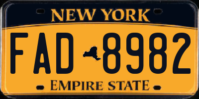 NY license plate FAD8982