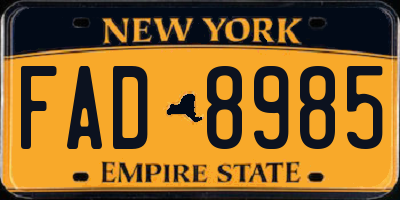 NY license plate FAD8985