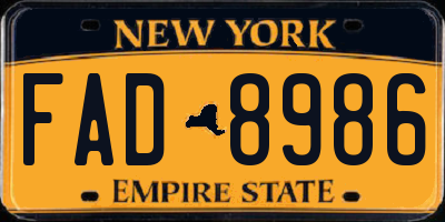 NY license plate FAD8986