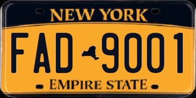 NY license plate FAD9001