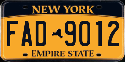 NY license plate FAD9012
