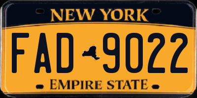 NY license plate FAD9022