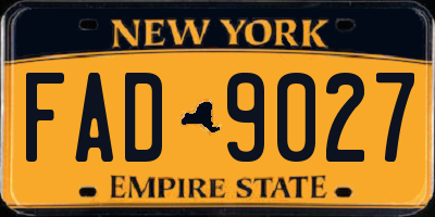 NY license plate FAD9027
