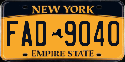 NY license plate FAD9040