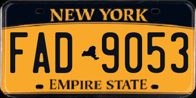 NY license plate FAD9053