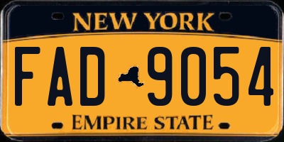 NY license plate FAD9054