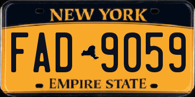 NY license plate FAD9059
