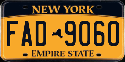 NY license plate FAD9060