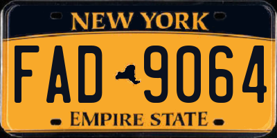 NY license plate FAD9064