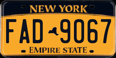 NY license plate FAD9067