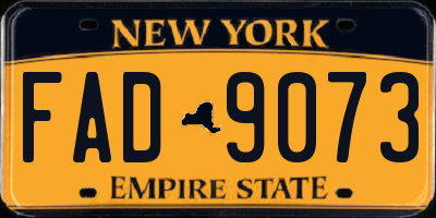 NY license plate FAD9073
